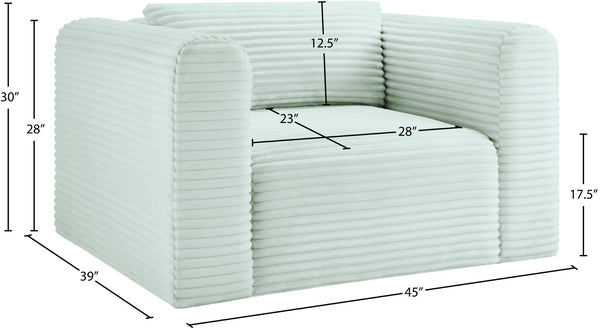 Meridian Furniture Shaggy Corduroy Accent Chair with Plush Foam Seating and Modular Design for Living Room Decor Mint 641Mint-Chair
