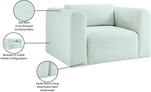 Meridian Furniture Shaggy Corduroy Accent Chair with Plush Foam Seating and Modular Design for Living Room Decor Mint 641Mint-Chair