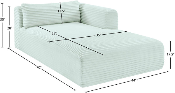 Meridian Furniture Shaggy Corduroy Modular Chaise Lounge Plush Foam Seating for Living Room Sectional Setup Mint 641Mint-Chaise