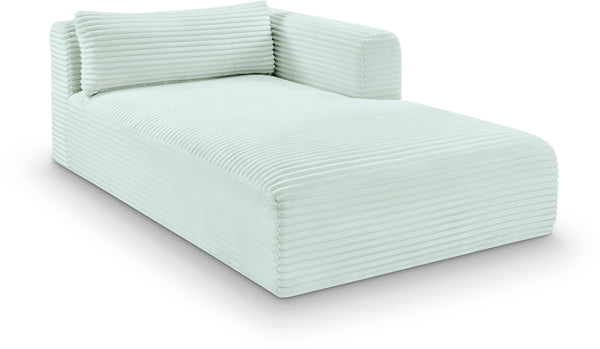 Meridian Furniture Shaggy Corduroy Modular Chaise Lounge Plush Foam Seating for Living Room Sectional Setup Mint 641Mint-Chaise