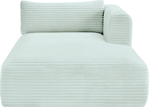 Meridian Furniture Shaggy Corduroy Modular Chaise Lounge Plush Foam Seating for Living Room Sectional Setup Mint 641Mint-Chaise