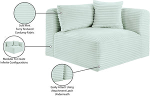 Meridian Furniture Shaggy Corduroy Modular Corner Chair with Plush Foam and Stain Resistant Performance Fabric Mint 641Mint-Corner