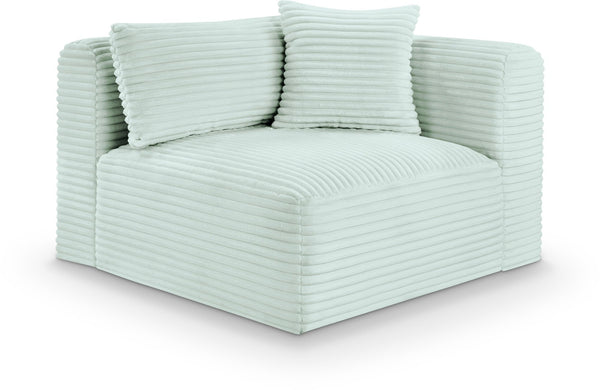 Meridian Furniture Shaggy Corduroy Modular Corner Chair with Plush Foam and Stain Resistant Performance Fabric Mint 641Mint-Corner