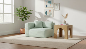 Meridian Furniture Shaggy Corduroy Modular Corner Chair with Plush Foam and Stain Resistant Performance Fabric Mint 641Mint-Corner