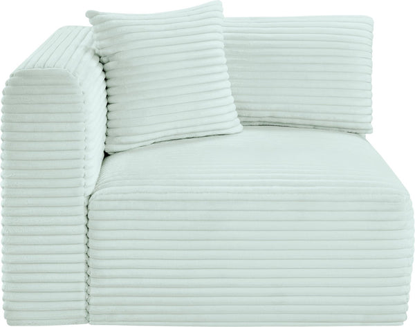 Meridian Furniture Shaggy Corduroy Modular Corner Chair with Plush Foam and Stain Resistant Performance Fabric Mint 641Mint-Corner