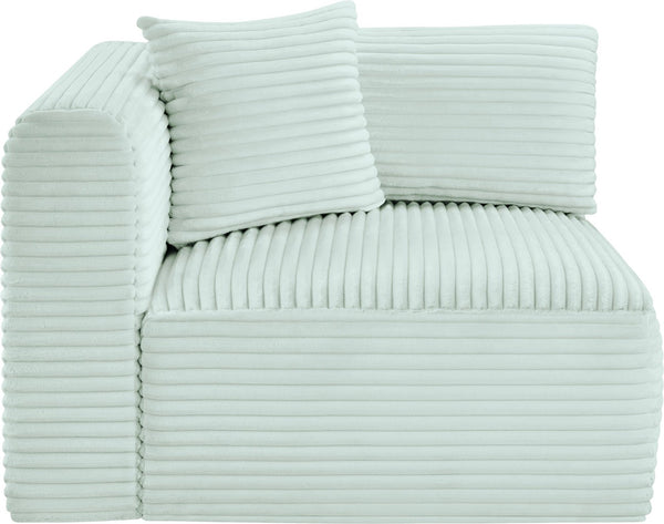Meridian Furniture Shaggy Corduroy Modular Corner Chair with Plush Foam and Stain Resistant Performance Fabric Mint 641Mint-Corner