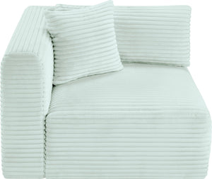 Meridian Furniture Shaggy Corduroy Modular Corner Chair with Plush Foam and Stain Resistant Performance Fabric Mint 641Mint-Corner
