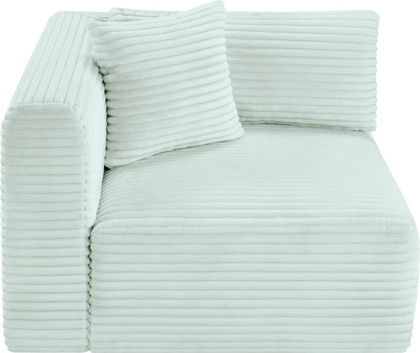Meridian Furniture Shaggy Corduroy Modular Corner Chair with Plush Foam and Stain Resistant Performance Fabric Mint 641Mint-Corner