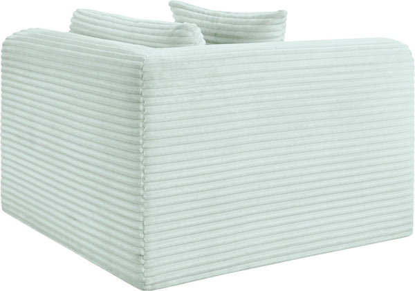 Meridian Furniture Shaggy Corduroy Modular Corner Chair with Plush Foam and Stain Resistant Performance Fabric Mint 641Mint-Corner
