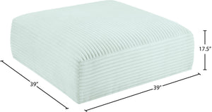 Meridian Furniture Shaggy Corduroy Square Ottoman Plush Modular Linking Design for Living Room Seating Mint 641Mint-Ott