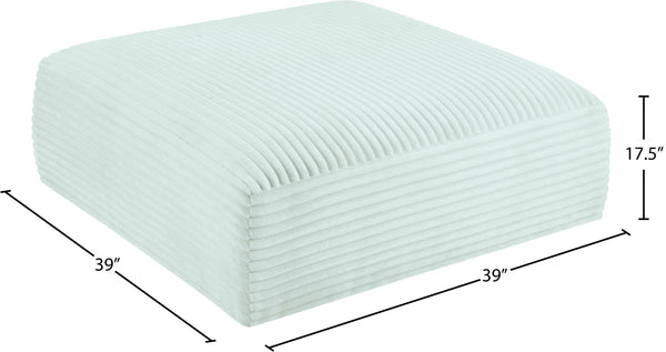 Meridian Furniture Shaggy Corduroy Square Ottoman Plush Modular Linking Design for Living Room Seating Mint 641Mint-Ott