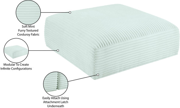 Meridian Furniture Shaggy Corduroy Square Ottoman Plush Modular Linking Design for Living Room Seating Mint 641Mint-Ott