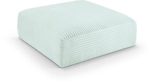 Meridian Furniture Shaggy Corduroy Square Ottoman Plush Modular Linking Design for Living Room Seating Mint 641Mint-Ott