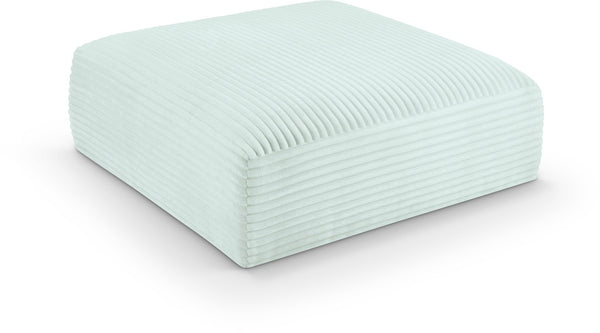 Meridian Furniture Shaggy Corduroy Square Ottoman Plush Modular Linking Design for Living Room Seating Mint 641Mint-Ott