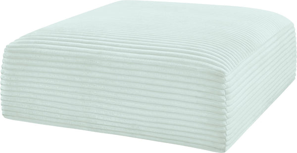 Meridian Furniture Shaggy Corduroy Square Ottoman Plush Modular Linking Design for Living Room Seating Mint 641Mint-Ott