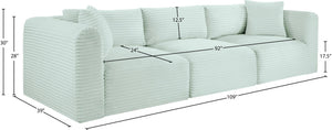 Meridian Furniture Shaggy Corduroy Modular Sofa Plush Performance Fabric Stain Resistant Living Room Seating Mint 109 inches 641Mint-S109