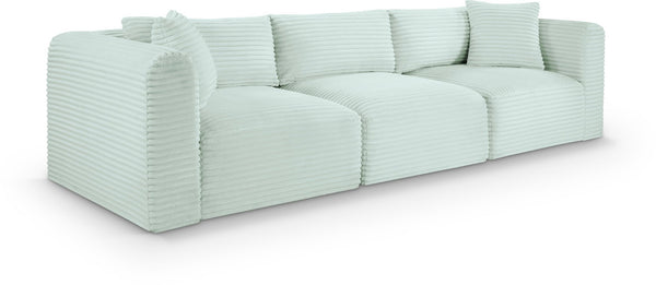 Meridian Furniture Shaggy Corduroy Modular Sofa Plush Performance Fabric Stain Resistant Living Room Seating Mint 109 inches 641Mint-S109
