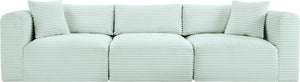 Meridian Furniture Shaggy Corduroy Modular Sofa Plush Performance Fabric Stain Resistant Living Room Seating Mint 109 inches 641Mint-S109