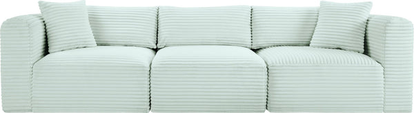 Meridian Furniture Shaggy Corduroy Modular Sofa Plush Performance Fabric Stain Resistant Living Room Seating Mint 109 inches 641Mint-S109