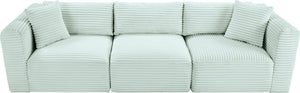 Meridian Furniture Shaggy Corduroy Modular Sofa Plush Performance Fabric Stain Resistant Living Room Seating Mint 109 inches 641Mint-S109