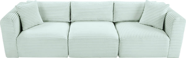 Meridian Furniture Shaggy Corduroy Modular Sofa Plush Performance Fabric Stain Resistant Living Room Seating Mint 109 inches 641Mint-S109