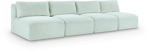 Meridian Furniture Shaggy Armless Modular Sectional Sofa in Wide Wale Corduroy Performance Fabric Living Room Mint 124 inches 641Mint-S124
