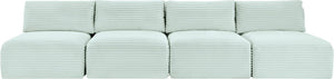 Meridian Furniture Shaggy Armless Modular Sectional Sofa in Wide Wale Corduroy Performance Fabric Living Room Mint 124 inches 641Mint-S124