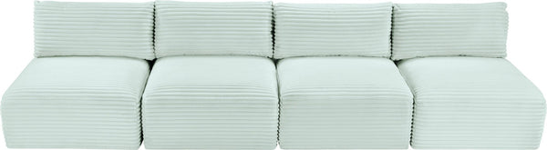 Meridian Furniture Shaggy Armless Modular Sectional Sofa in Wide Wale Corduroy Performance Fabric Living Room Mint 124 inches 641Mint-S124