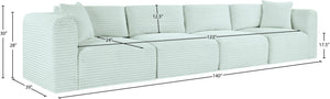 Meridian Furniture Shaggy Corduroy Modular Sofa Plush Performance Fabric Stain Resistant Living Room Seating Mint 140 inches 641Mint-S140