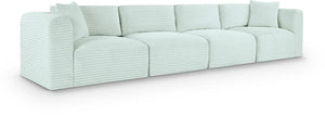 Meridian Furniture Shaggy Corduroy Modular Sofa Plush Performance Fabric Stain Resistant Living Room Seating Mint 140 inches 641Mint-S140