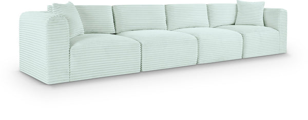 Meridian Furniture Shaggy Corduroy Modular Sofa Plush Performance Fabric Stain Resistant Living Room Seating Mint 140 inches 641Mint-S140