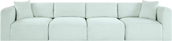 Meridian Furniture Shaggy Corduroy Modular Sofa Plush Performance Fabric Stain Resistant Living Room Seating Mint 140 inches 641Mint-S140