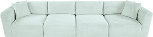 Meridian Furniture Shaggy Corduroy Modular Sofa Plush Performance Fabric Stain Resistant Living Room Seating Mint 140 inches 641Mint-S140
