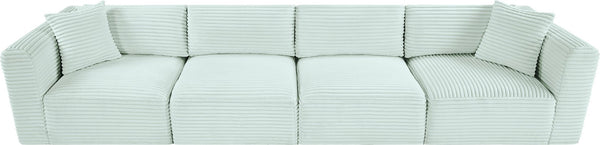 Meridian Furniture Shaggy Corduroy Modular Sofa Plush Performance Fabric Stain Resistant Living Room Seating Mint 140 inches 641Mint-S140