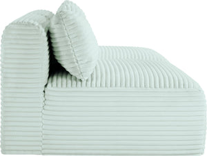 Meridian Furniture Shaggy Two Piece Armless Modular Loveseat in Stain Resistant Plush Corduroy Performance Fabric Mint 641Mint-S62