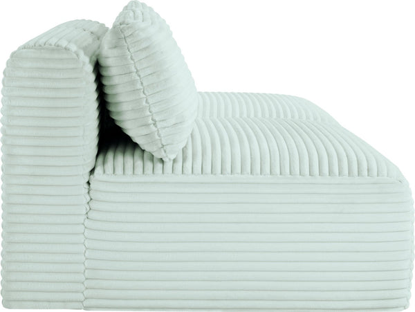 Meridian Furniture Shaggy Two Piece Armless Modular Loveseat in Stain Resistant Plush Corduroy Performance Fabric Mint 641Mint-S62