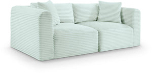 Meridian Furniture Shaggy Corduroy Modular Sofa Plush Performance Fabric Stain Resistant Living Room Seating Mint 78 inches 641Mint-S78