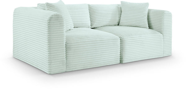 Meridian Furniture Shaggy Corduroy Modular Sofa Plush Performance Fabric Stain Resistant Living Room Seating Mint 78 inches 641Mint-S78