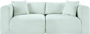 Meridian Furniture Shaggy Corduroy Modular Sofa Plush Performance Fabric Stain Resistant Living Room Seating Mint 78 inches 641Mint-S78