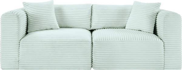 Meridian Furniture Shaggy Corduroy Modular Sofa Plush Performance Fabric Stain Resistant Living Room Seating Mint 78 inches 641Mint-S78