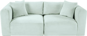 Meridian Furniture Shaggy Corduroy Modular Sofa Plush Performance Fabric Stain Resistant Living Room Seating Mint 78 inches 641Mint-S78