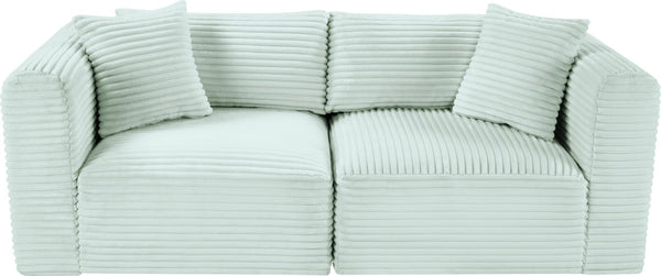 Meridian Furniture Shaggy Corduroy Modular Sofa Plush Performance Fabric Stain Resistant Living Room Seating Mint 78 inches 641Mint-S78