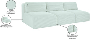 Meridian Furniture Shaggy Armless Modular Sectional Sofa in Wide Wale Corduroy Performance Fabric Living Room Mint 93 inches 641Mint-S93