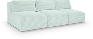Meridian Furniture Shaggy Armless Modular Sectional Sofa in Wide Wale Corduroy Performance Fabric Living Room Mint 93 inches 641Mint-S93