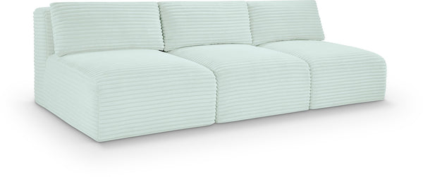 Meridian Furniture Shaggy Armless Modular Sectional Sofa in Wide Wale Corduroy Performance Fabric Living Room Mint 93 inches 641Mint-S93