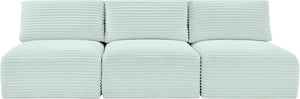 Meridian Furniture Shaggy Armless Modular Sectional Sofa in Wide Wale Corduroy Performance Fabric Living Room Mint 93 inches 641Mint-S93