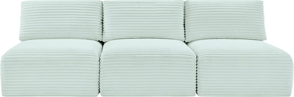 Meridian Furniture Shaggy Armless Modular Sectional Sofa in Wide Wale Corduroy Performance Fabric Living Room Mint 93 inches 641Mint-S93