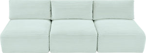 Meridian Furniture Shaggy Armless Modular Sectional Sofa in Wide Wale Corduroy Performance Fabric Living Room Mint 93 inches 641Mint-S93