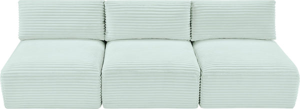 Meridian Furniture Shaggy Armless Modular Sectional Sofa in Wide Wale Corduroy Performance Fabric Living Room Mint 93 inches 641Mint-S93