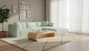 Meridian Furniture Shaggy Mint Corduroy Modular Sectional with Plush Foam and Performance Fabric Seating 641Mint-Sec3A